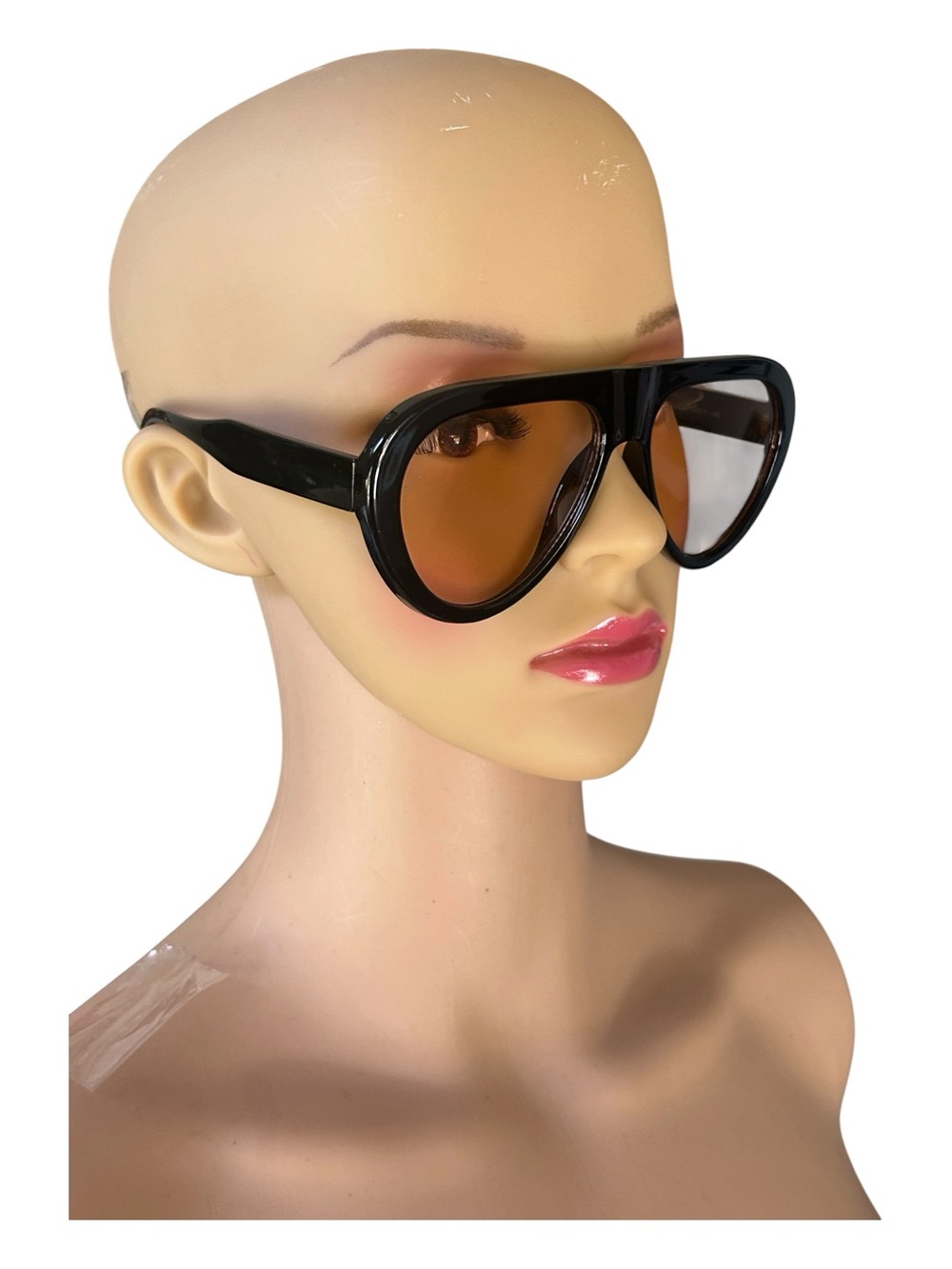 Black Aviator Sunglasses with Amber Lenses - Women's Accessories